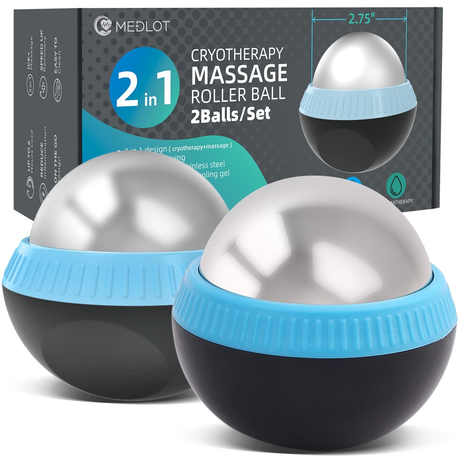 Cryosphere Massage Roller Ball for Body Muscle Relief, Set of 2 | Cold Roller...