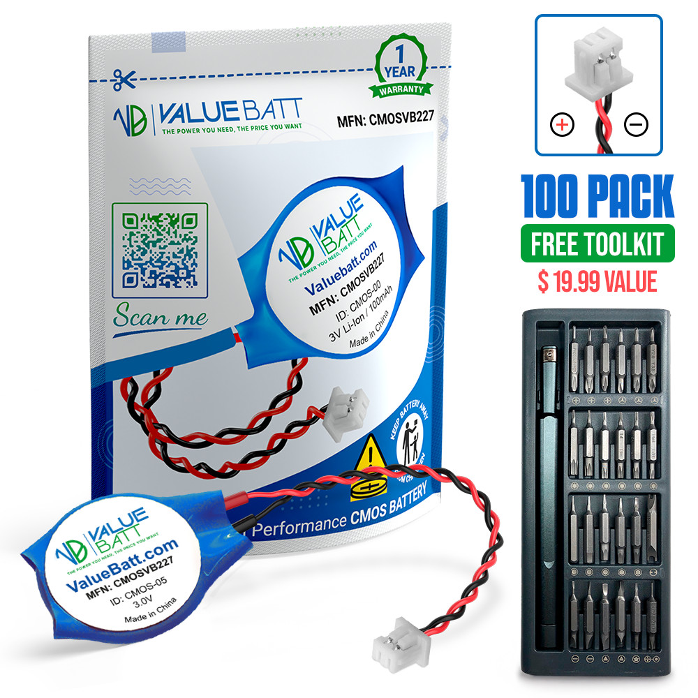 RTC BIOS CMOS Battery 2 Pin for Asus Dell Samsung HP Buy 100 + Free Toolkit
