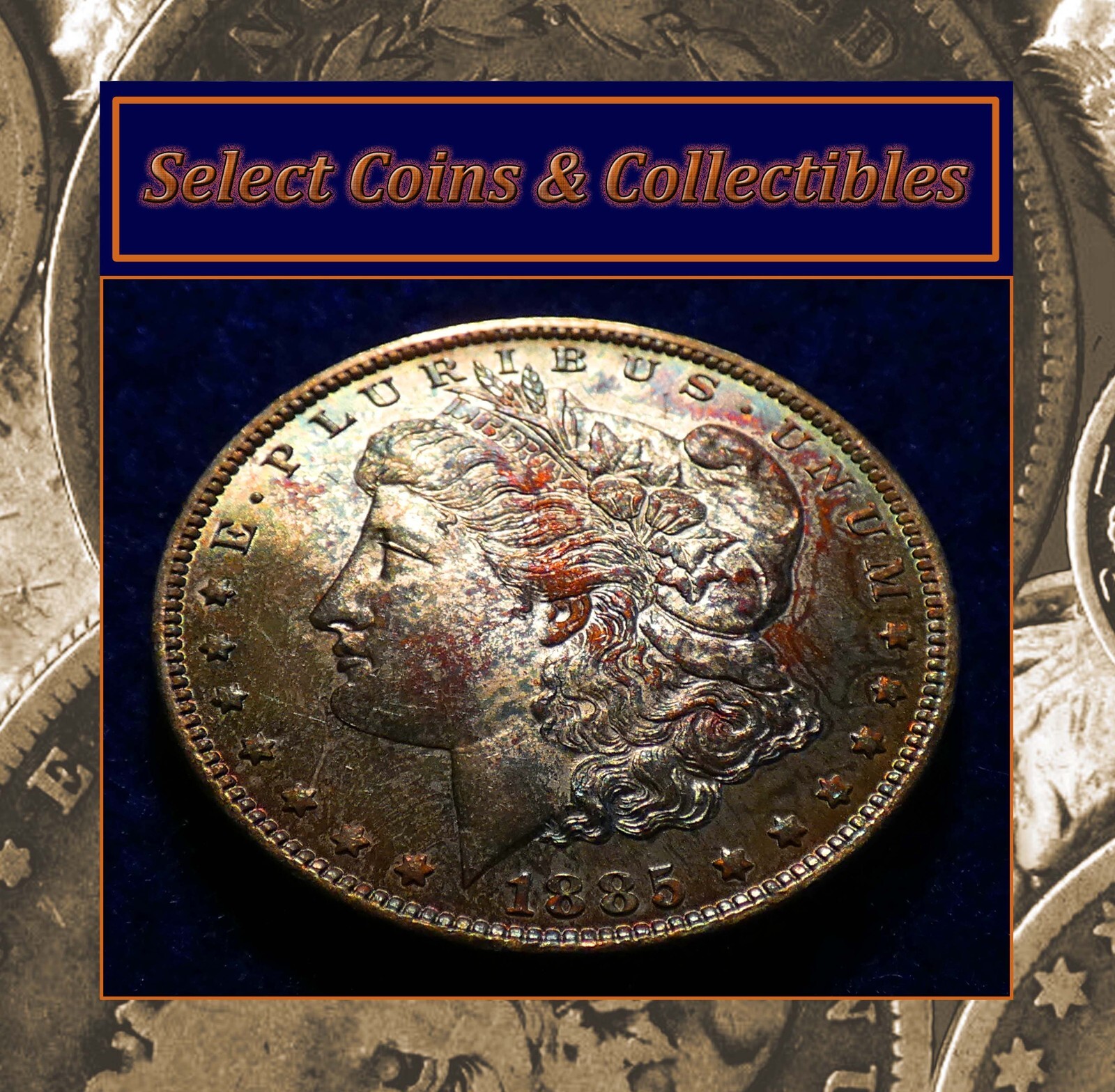 1885-O BU++ PQ Morgan Silver Dollar Beautiful Multi-Color Toning! #2281
