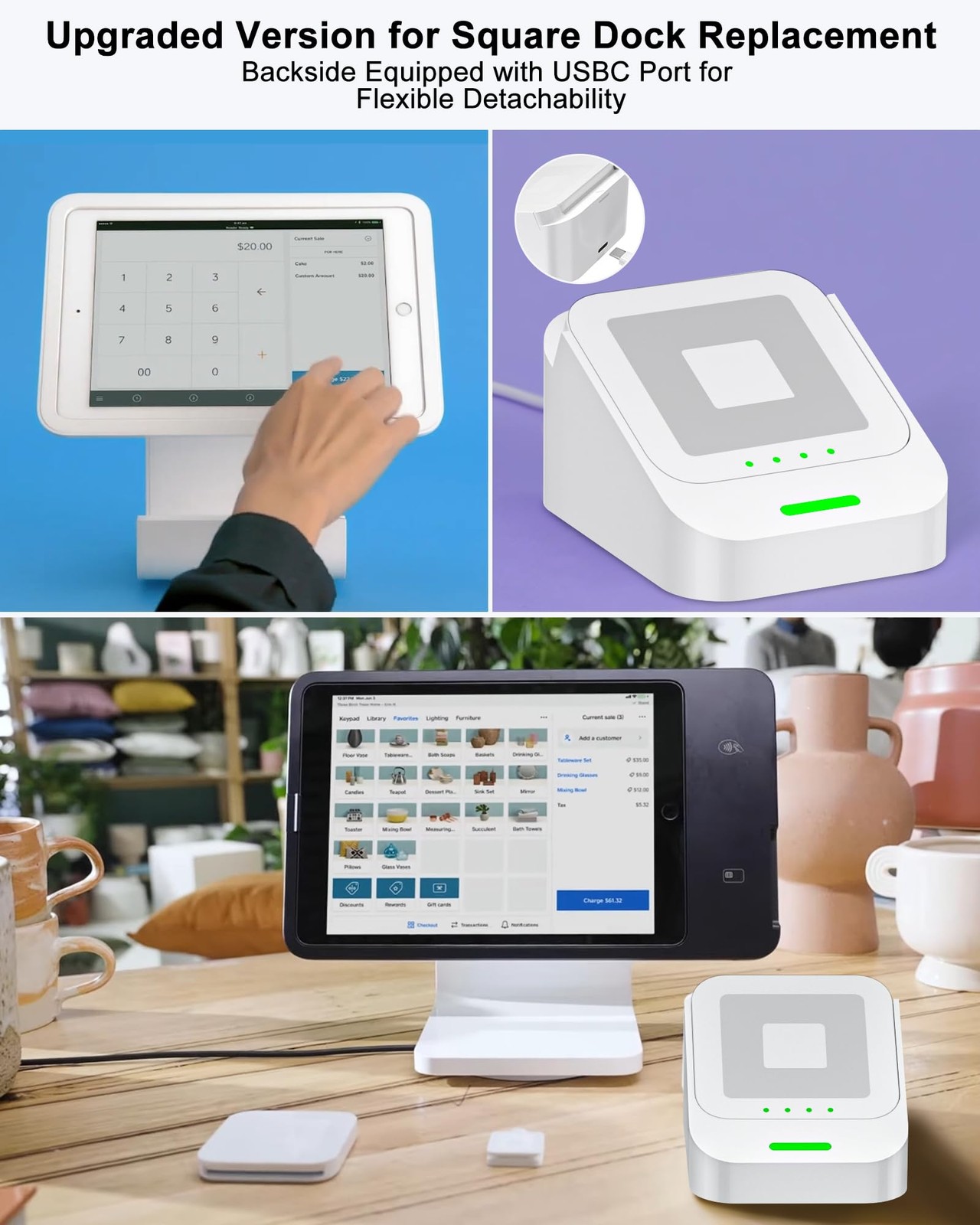 2nd-Gen Square Card Reader Stand for Square Reader Dock 2nd Generation POS S...
