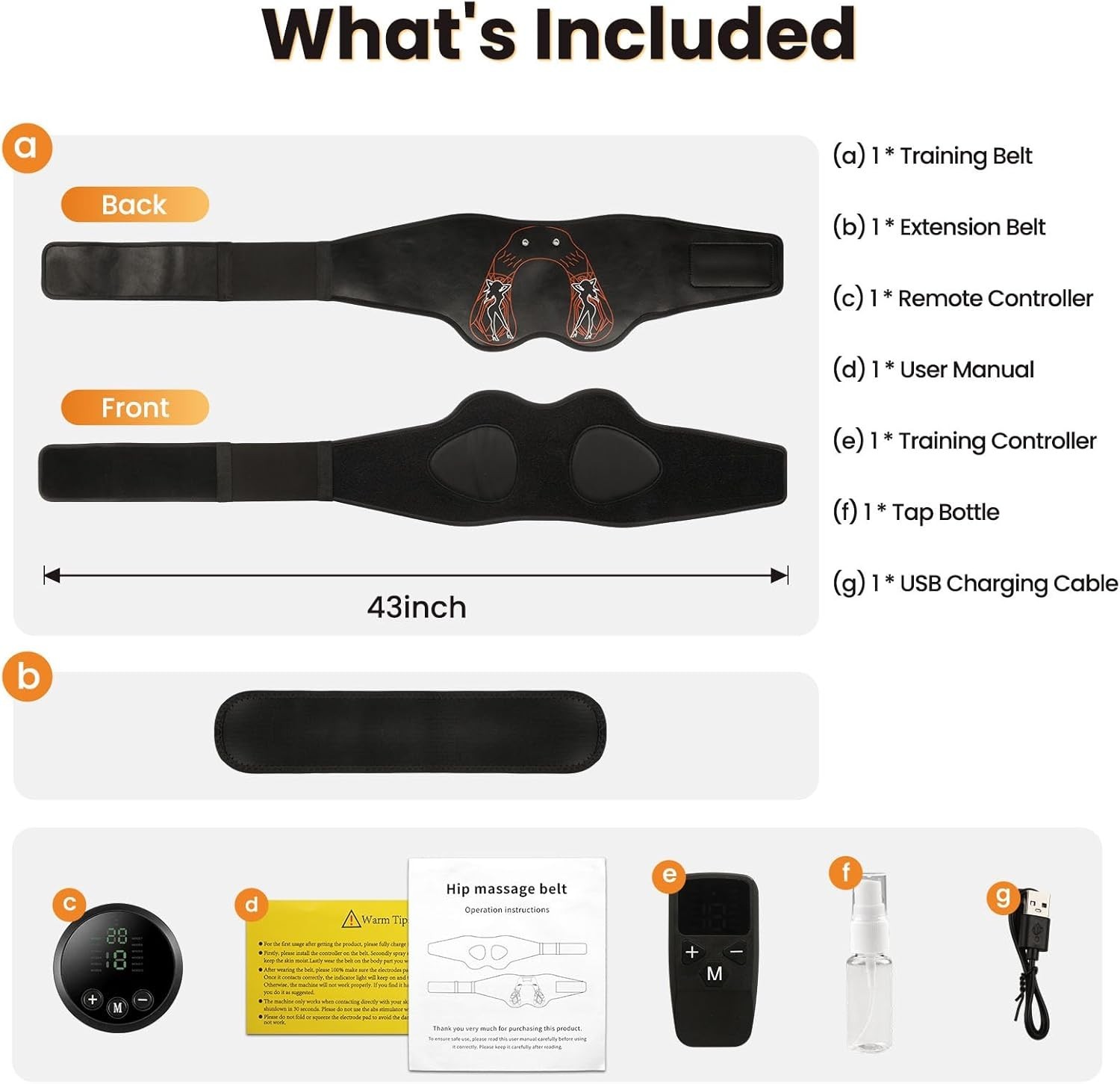 EMS Hip Trainer Glute Muscle Stimulator Belt Wireless Remote Butt Workout