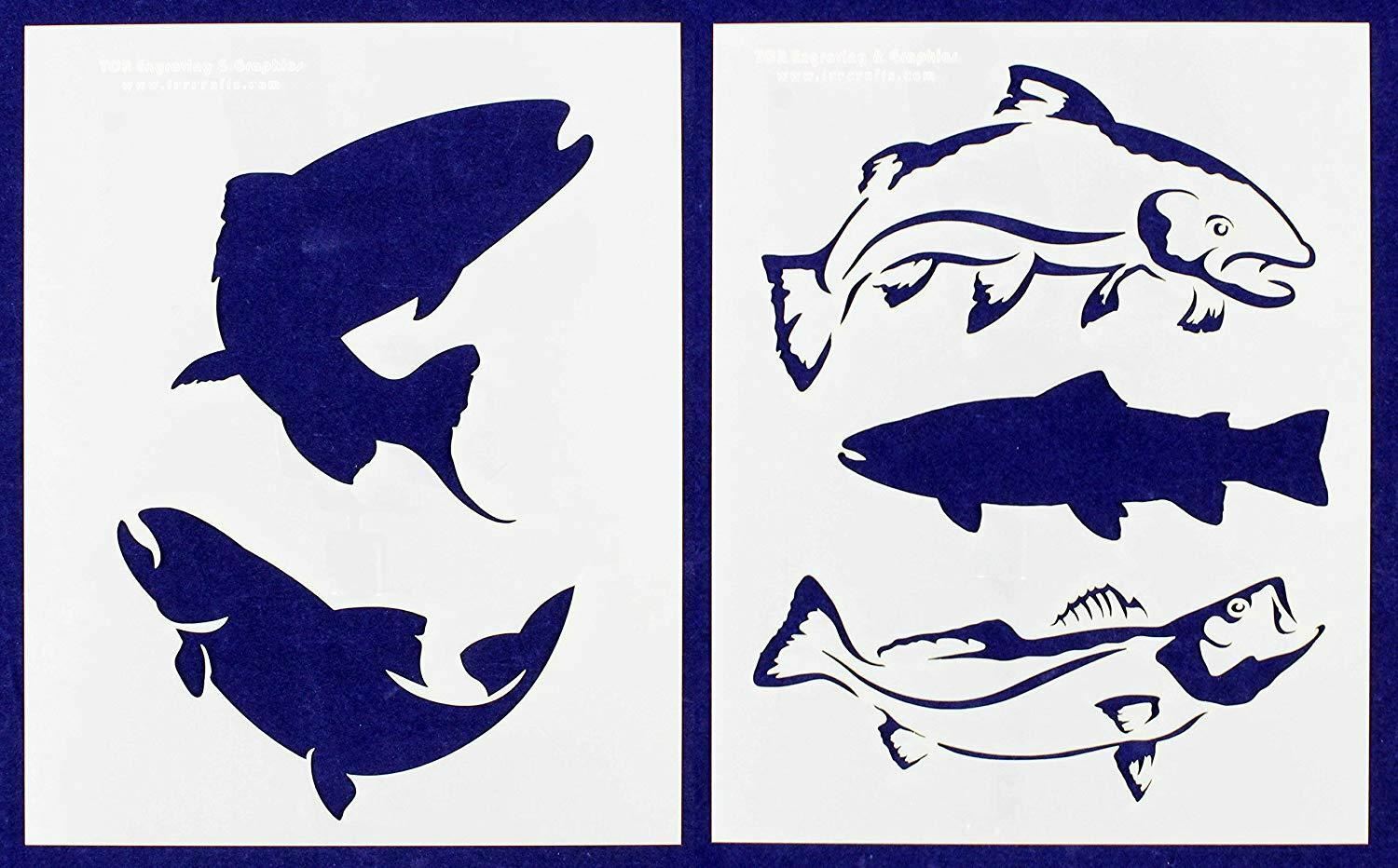 Trout Fish Stencils 8" X 10" Mylar 2 Pieces of 14 Mil -