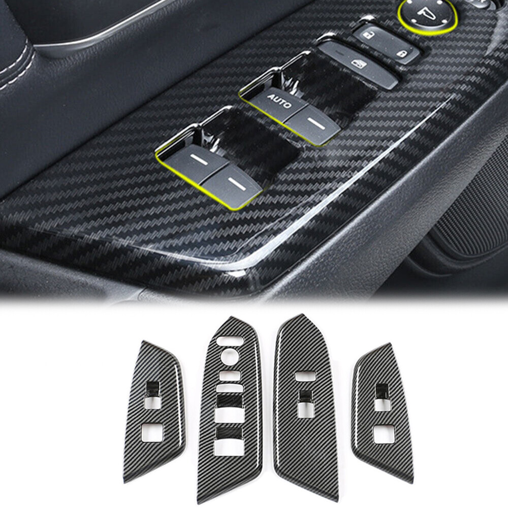 4X For 2017-21 Honda CRV Accessories Carbon Fiber Door Armrest Panel Trim Cover