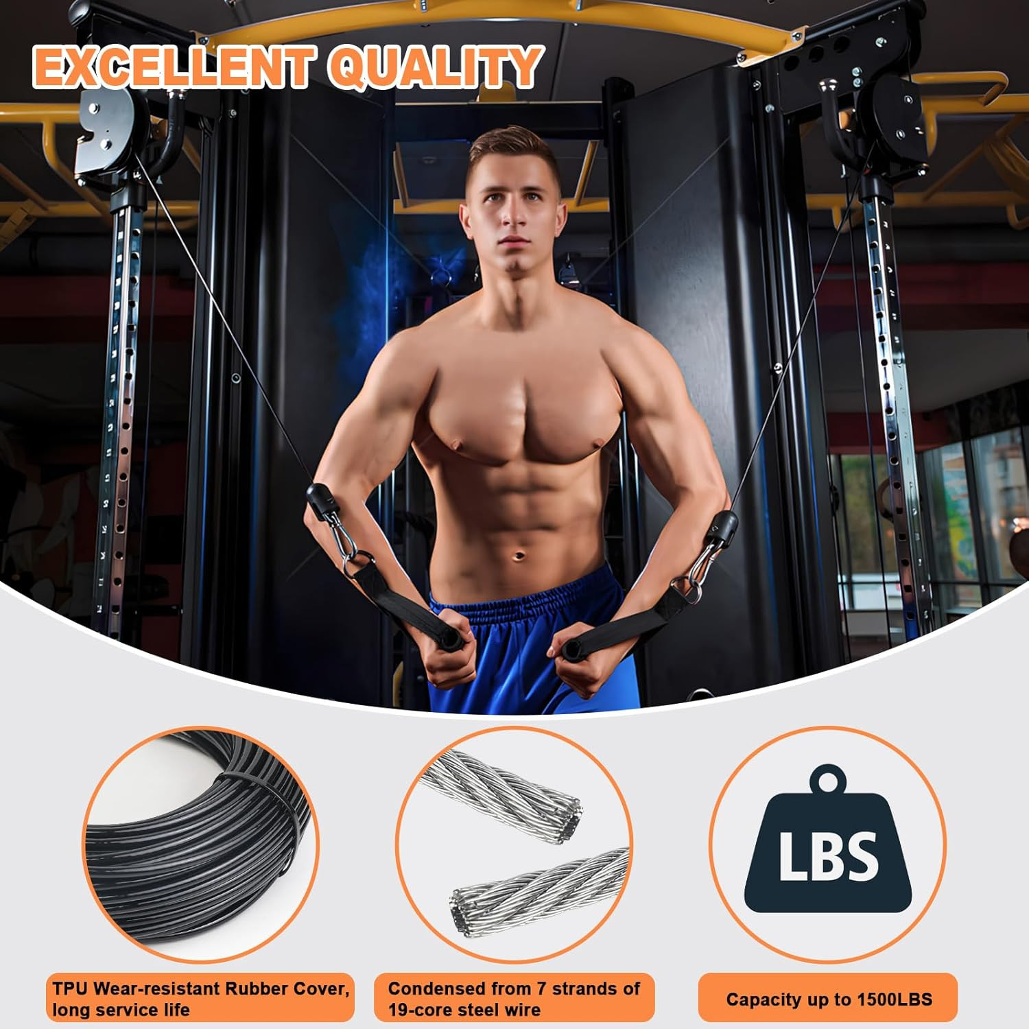 Replacement Cable for Pulley Cable Machine, Pulley Cable for DIY Home Gym, Wire