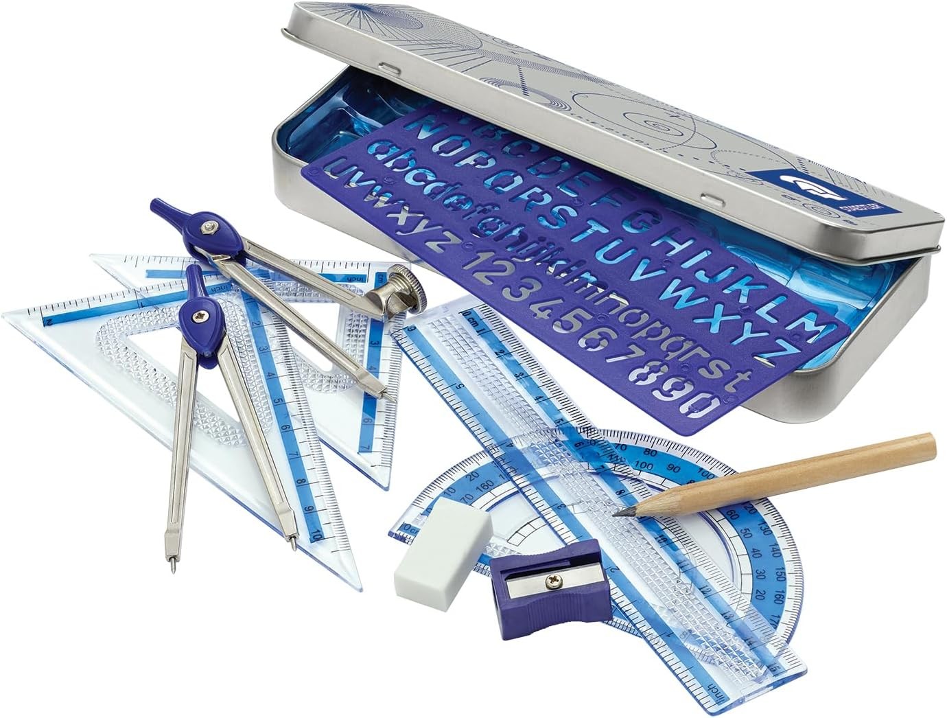 STAEDTLER 10-Piece Math Set with Metal Compass, 6" Ruler & Multicolor