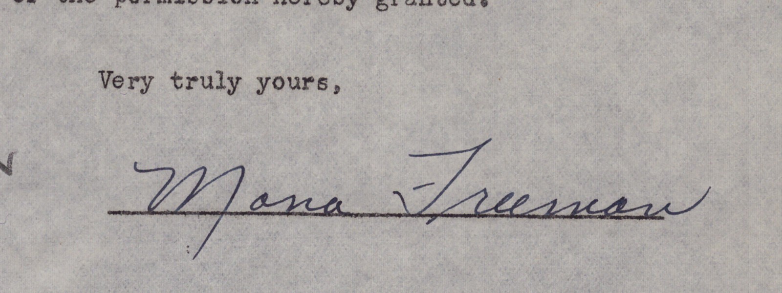 MONA FREEMAN - DOCUMENT DOUBLE SIGNED 06/12/1946