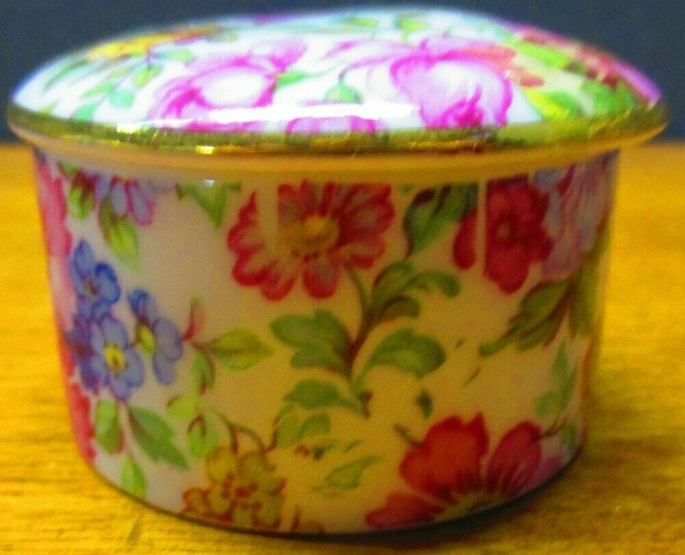 Round Floral Trinket Box, Excellent!