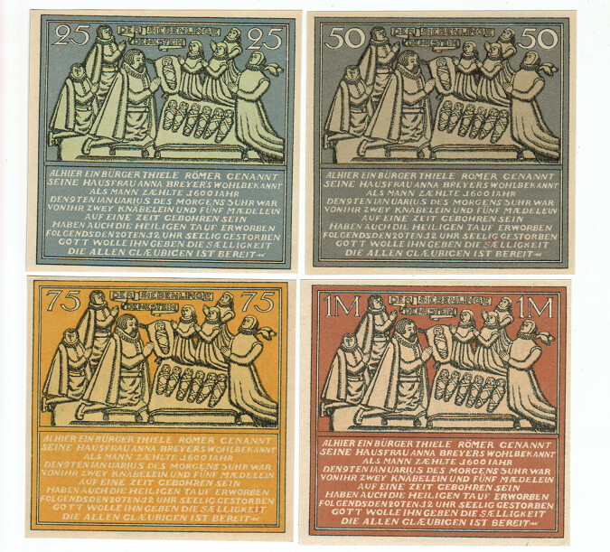 SET OF 4 GERMANY NOTGELD 25.50.75 PFENNIG 1 MARK STADT-HAMELN 1921 UNC