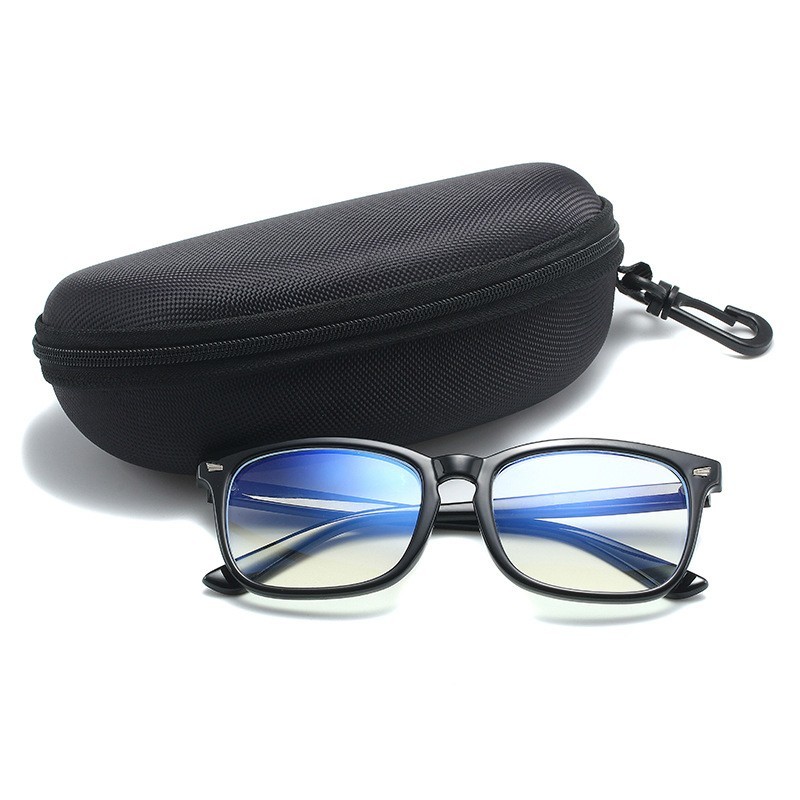 Hard Shell Sunglasses Case Portable Zipper Eyeglasses Box Protector With Clip