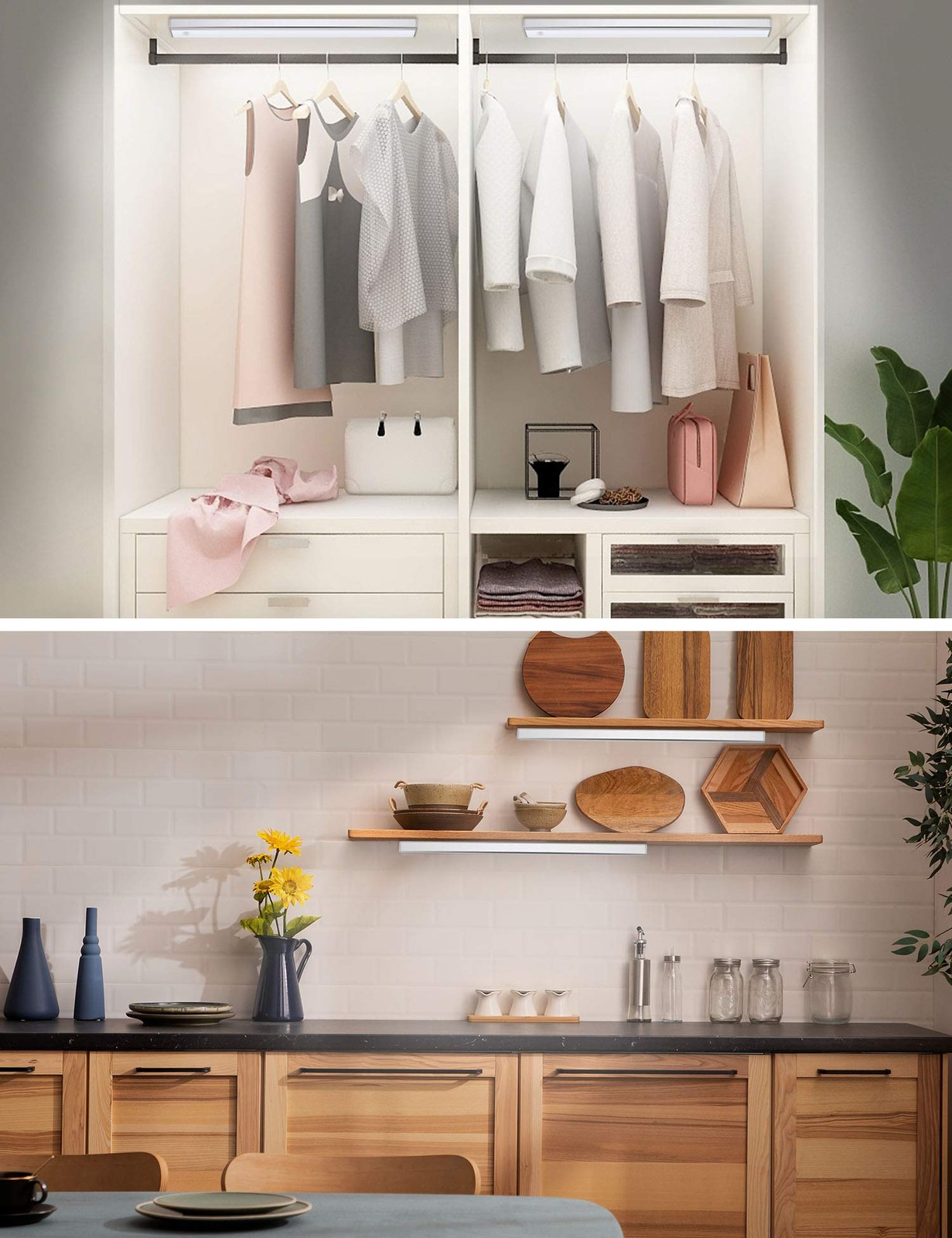 Automatic Wireless 48 Kitchen Cabinet Lighting Motion Rechargeable Closet Lig...