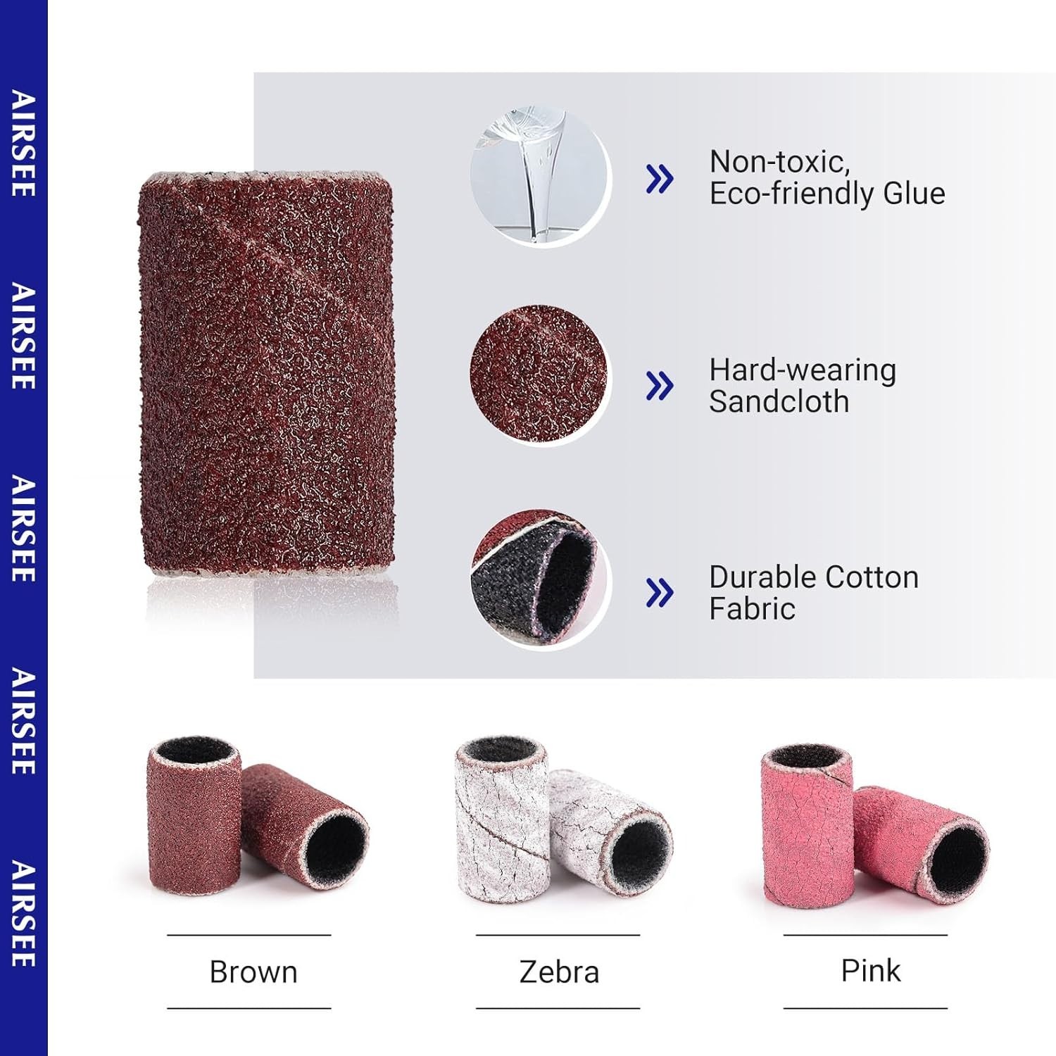 Versatile 180 Grit Electric Nail Drill Sanding Bands – 100 PC Set for All Nails