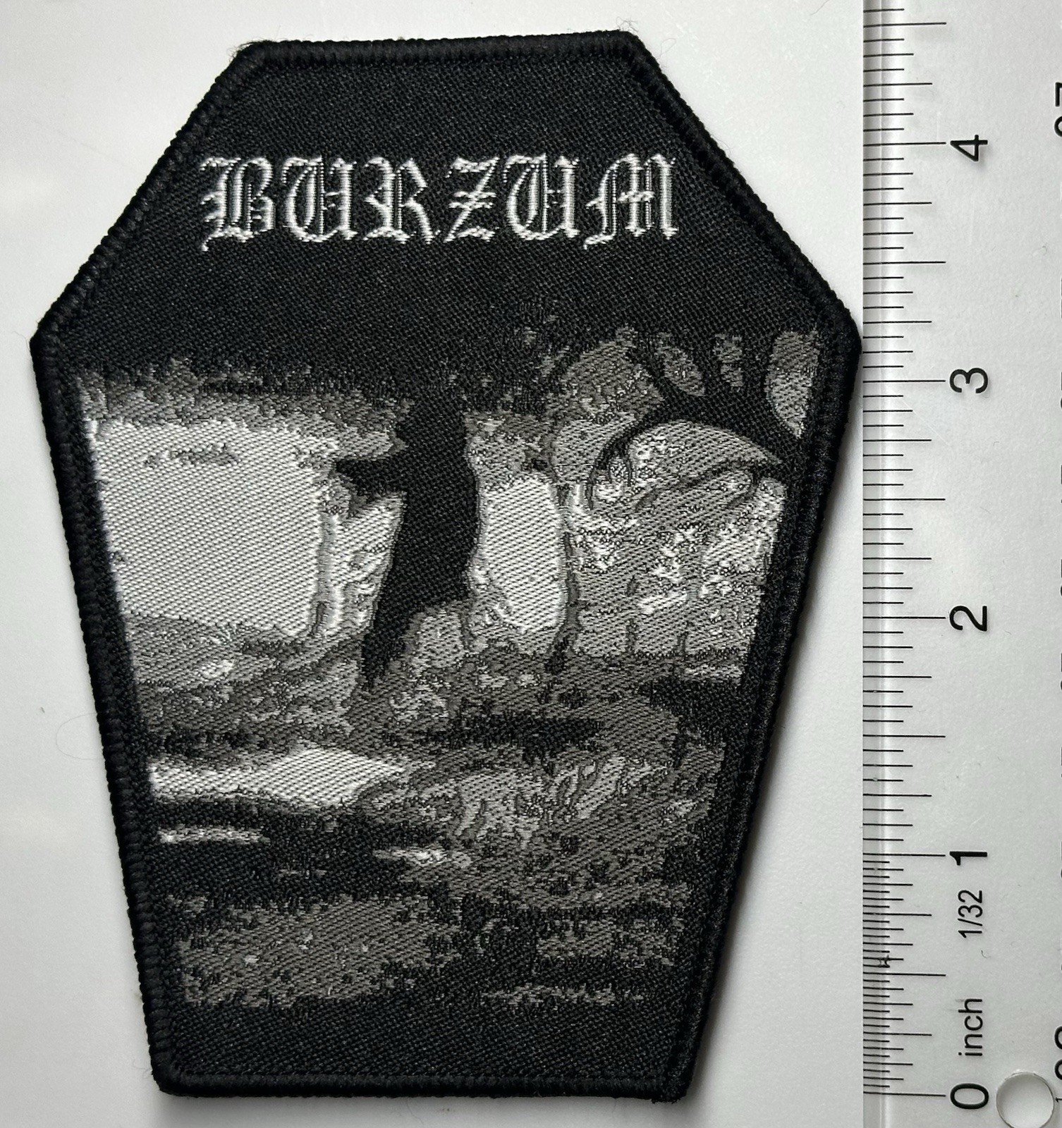 1Burzum Aske Black Border Coffin Woven Patch