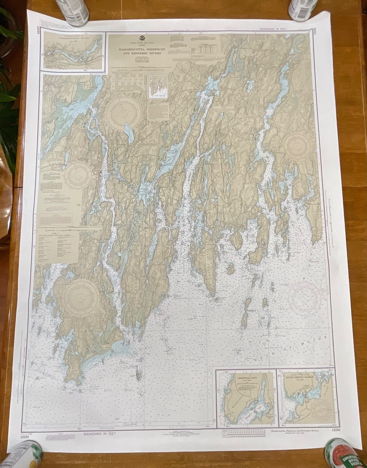 1984 NOAA Maine Chart 13293 Damariscotta Sheepscot Kennebec 36in x 48in