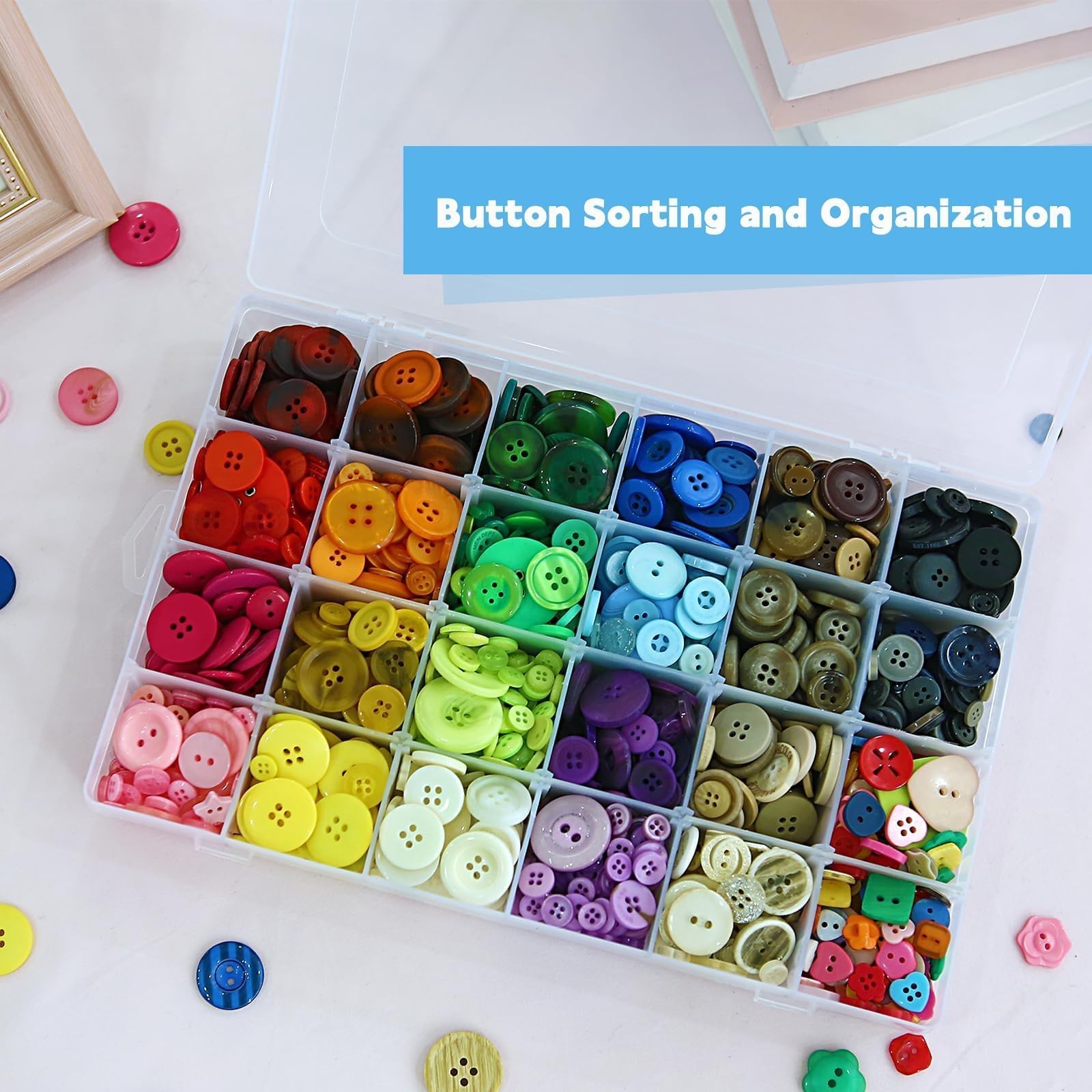 2pack 24 Grid Clear Plastic Bead Organizer Box with Adjustable Dividers, Bead...