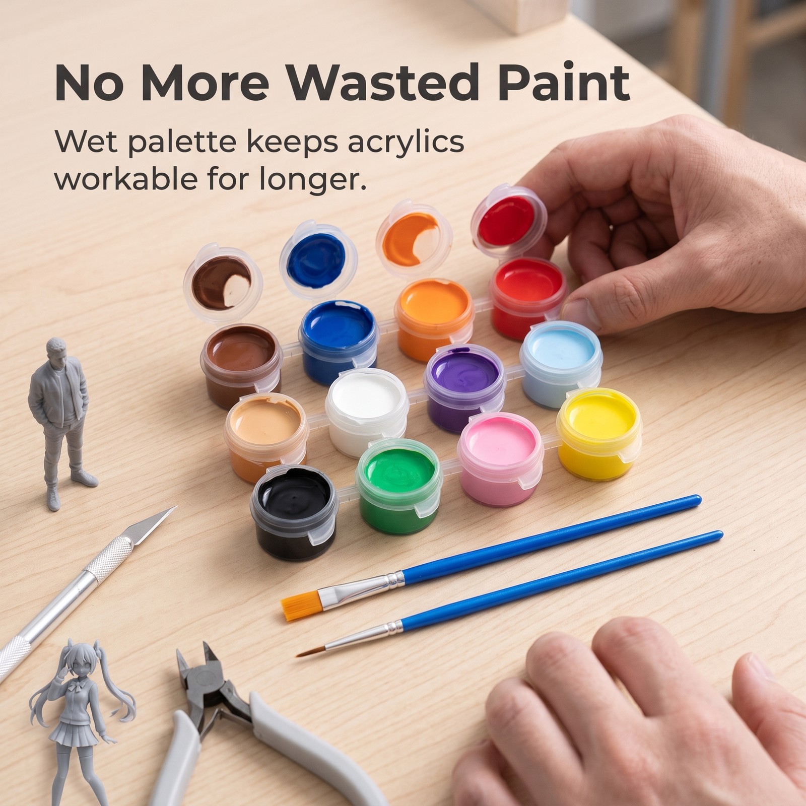 Model Paint Kit & Miniature Paint Set for Beginners 14+ with Tools