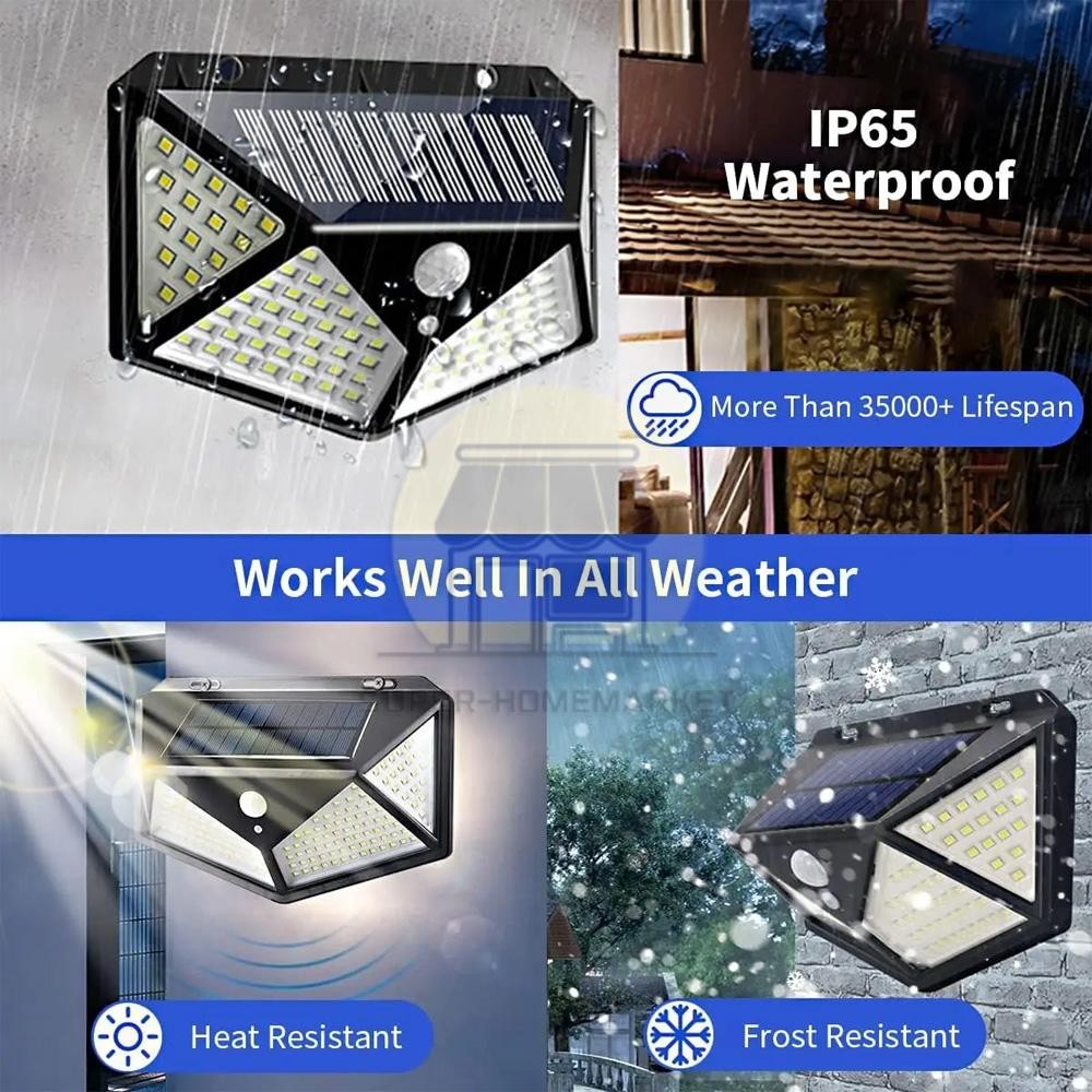 Solar Power 100 LED Light PIR Motion Sensor Outdoor Security Lamp Wall Garden