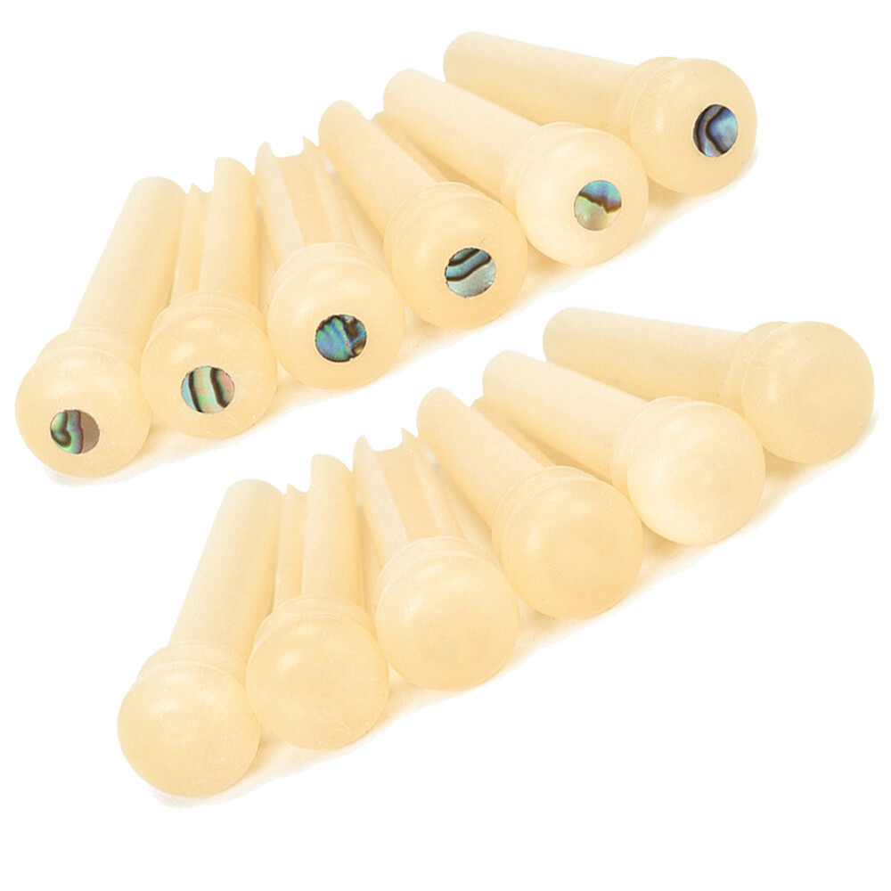 6PC Acoustic Guitar Unbleached Vintage Real Bone Bridge Pins Shell Dot