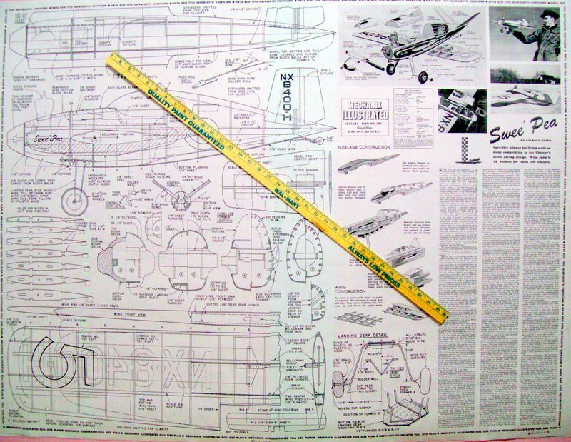 SWEE PEA & MIDGET MUSTANG PLANS + BUILDING ARTICLES for BOTH UC Model Airplanes
