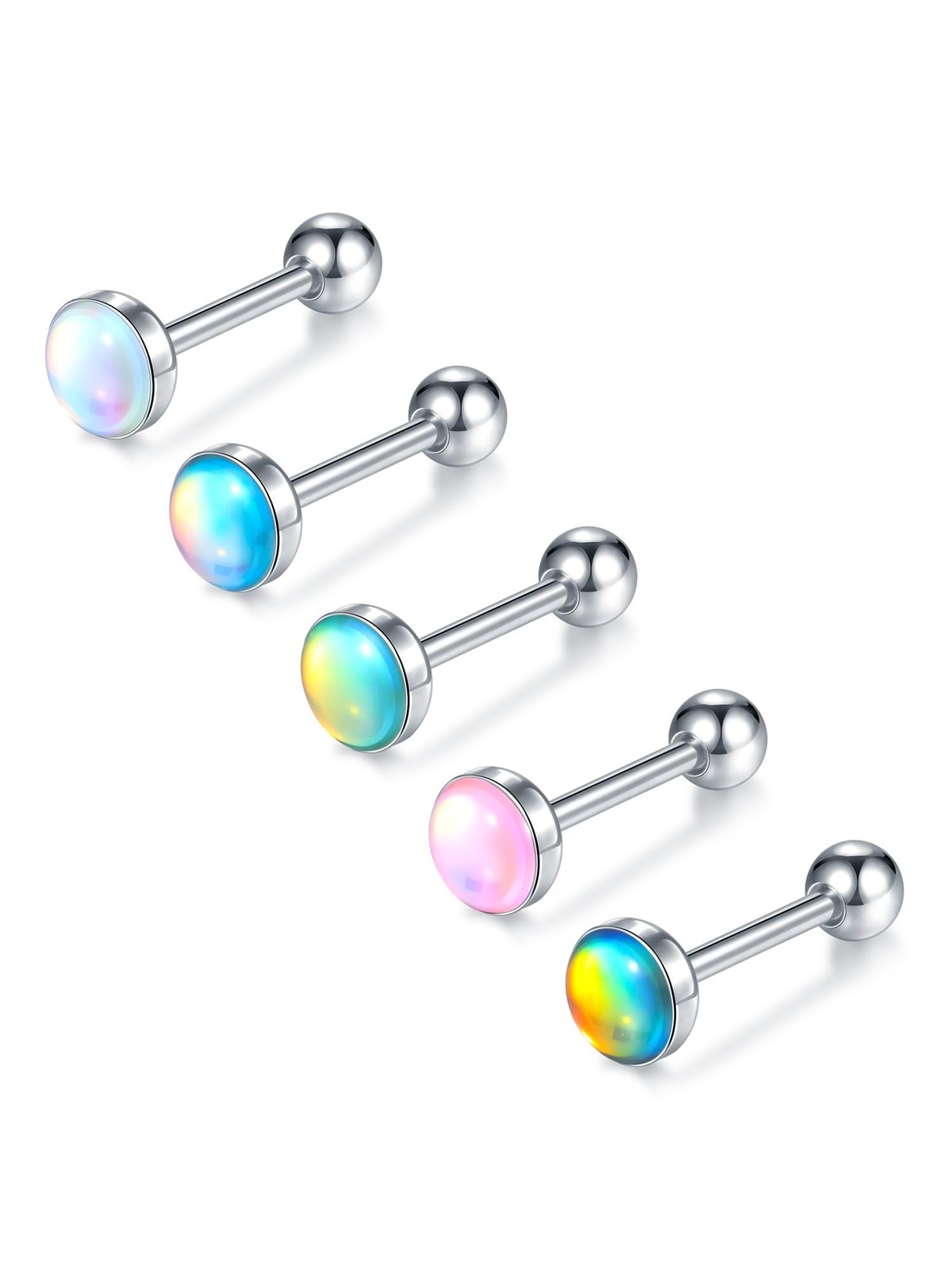 Aumeo 5PCS 14G Tongue Rings - Surgical Steel Tongue Piercing Barbell Jewelry ...