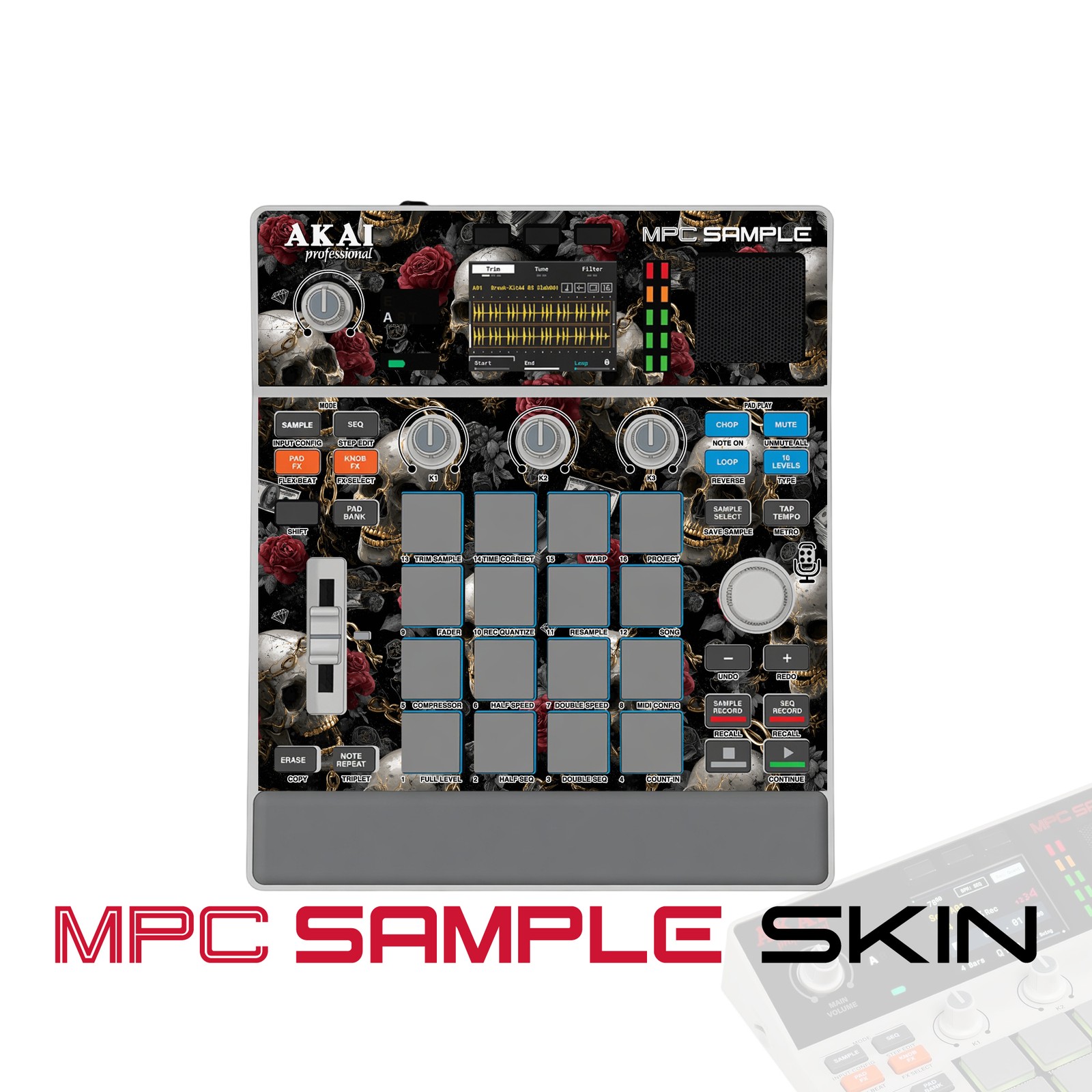 Akai MPC Sample Skin / Gothic Skull Roses