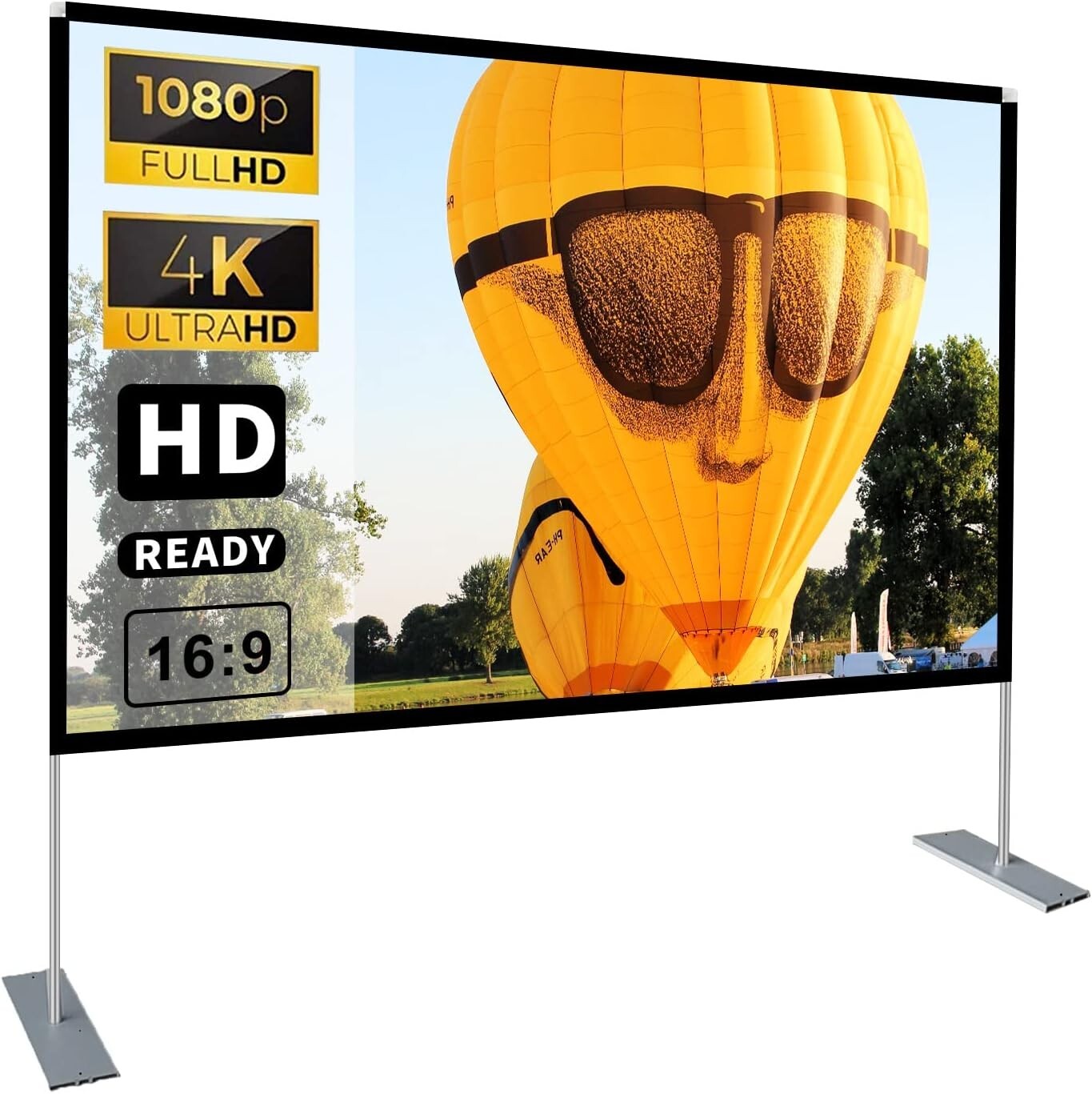 Durable 100-Inch Fast-Folding Projector Screen with Sturdy Stand - Movie Ready