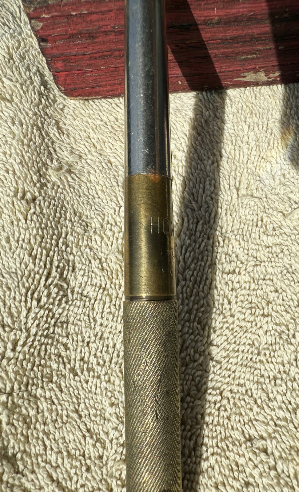 VINTAGE HOME HOBBY HAMMER AND BRASS NESTING SCREWDRIVER AS PICTURED