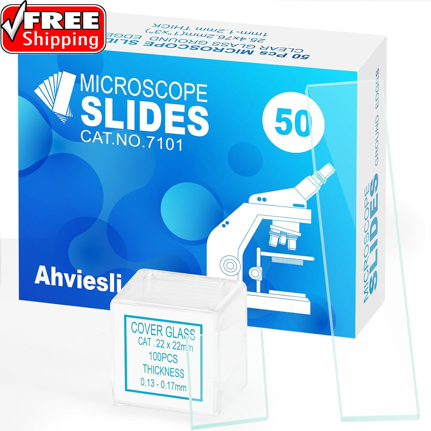 Microscope Slides and Covers Kit – 50 Blank Pre-Cleaned Glass Slides for Microsc