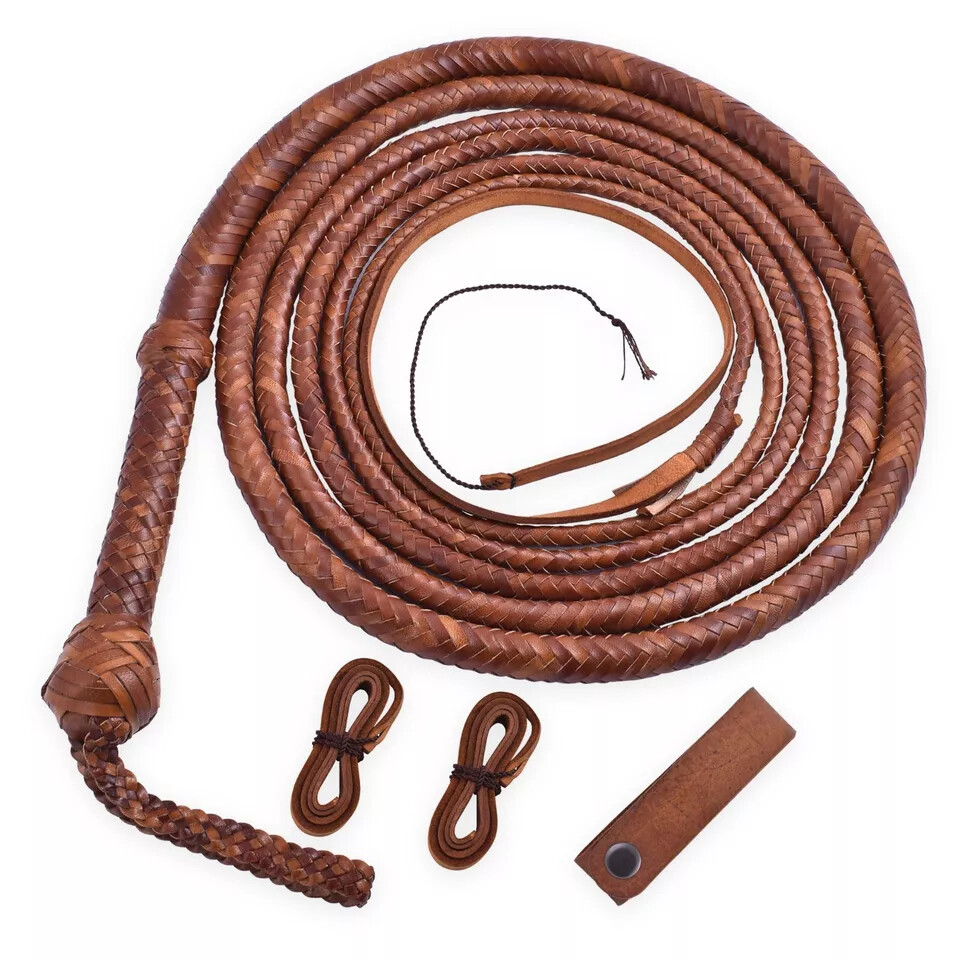 Genuine Leather Bullwhip 4–16FT Handmade 16 Plait Braided Heavy Duty Whip