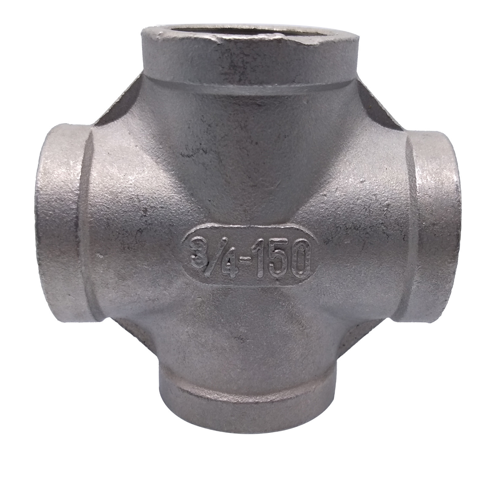 3/4" Thread 4 Way Female Cross Coupling Connector SS Pipe Fitting NPT