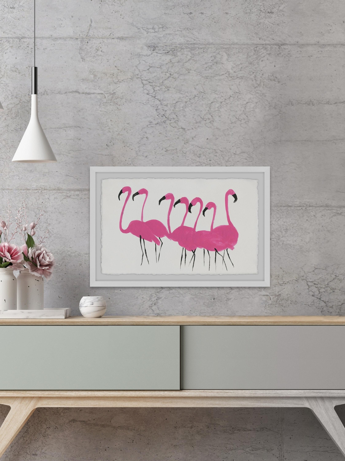 Marmont Hill Pink Flamingo Lead Framed Painting Print 45" x 30"