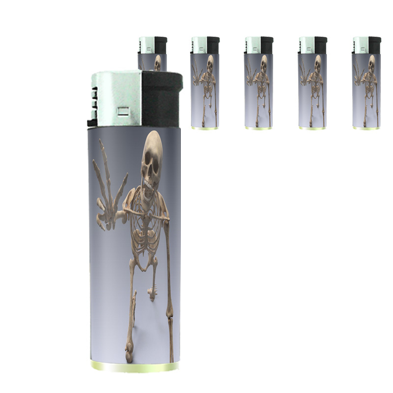 Skeletons D9 Lighters Set of 5 Electronic Refillable Butane Skulls Death