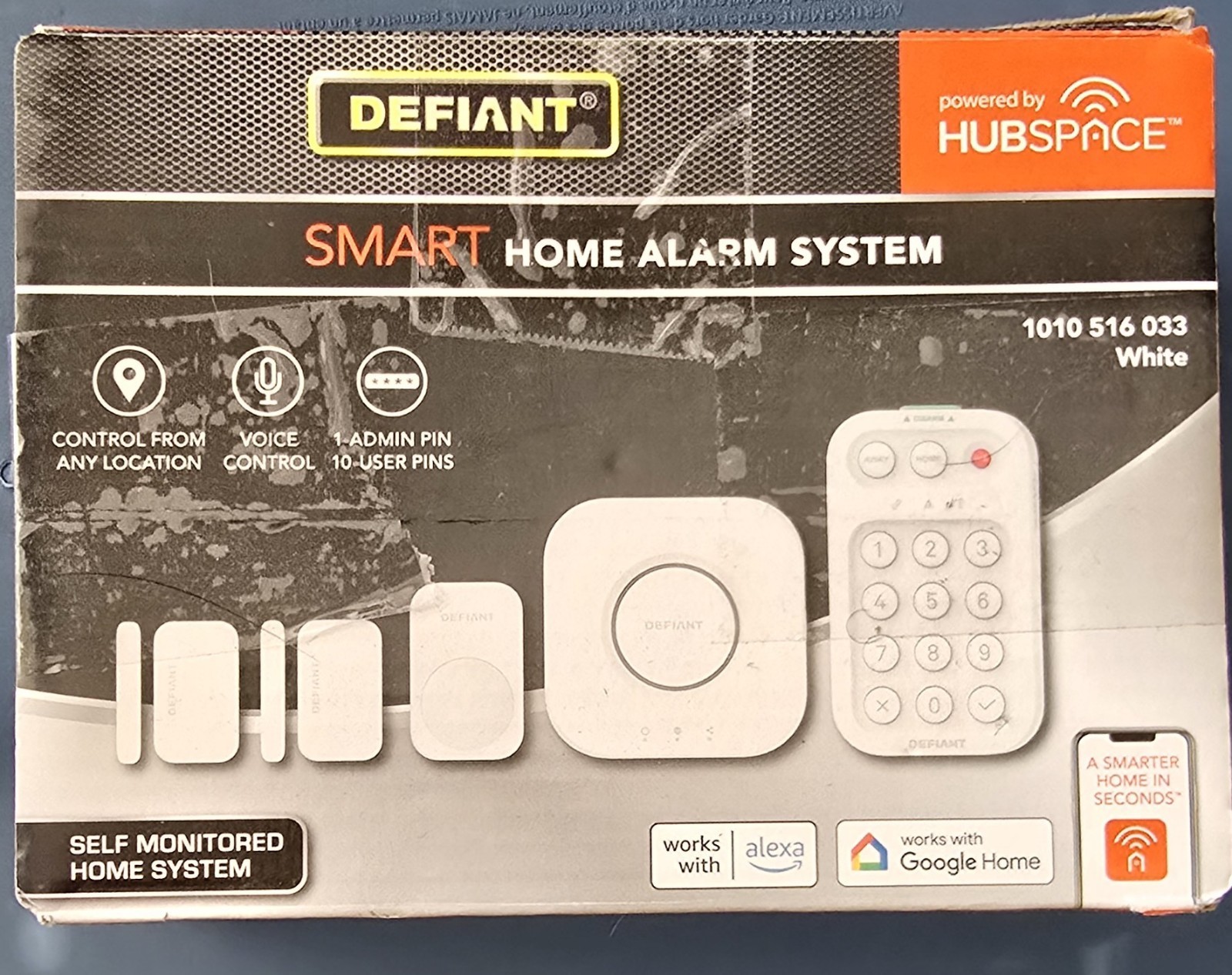 Defiant Smart Home Alarm System Wi-Fi Voice Control Self Monitored White 1010