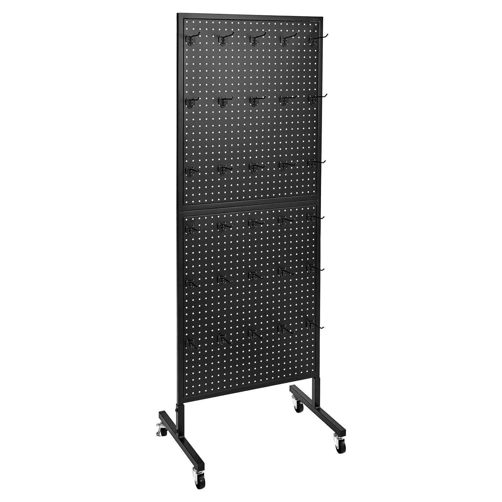 Standing Pegboard Display, 23.6 x 63 in Pegboard Stand with Swivel Wheels and 30