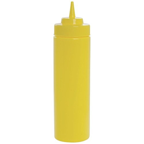 Tablecraft 24 Oz Yellow Polyethylene Widemouth Squeeze Bottle - 2 3/4"Dia x 10