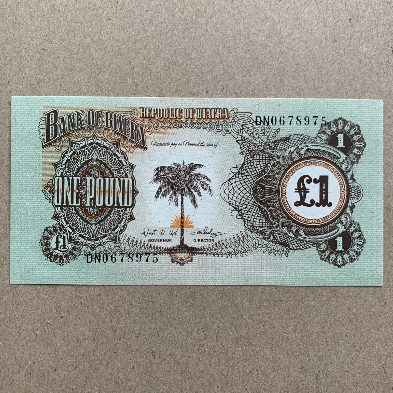 Biafra 1 Pound Banknote P5 UNC. Biafran Currency. World Paper Money Memorabilia