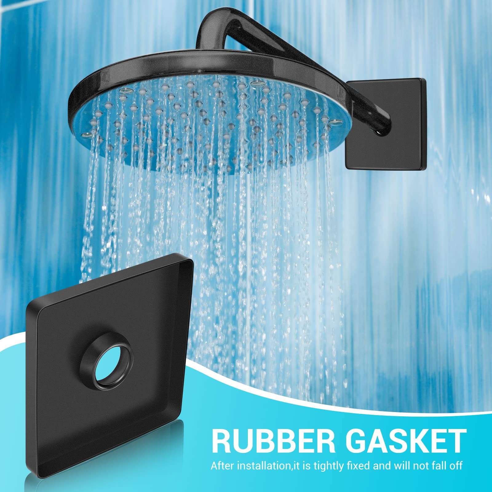 3.5 Inch Large Shower Arm Flange Square Plumbing Cover Plates Black