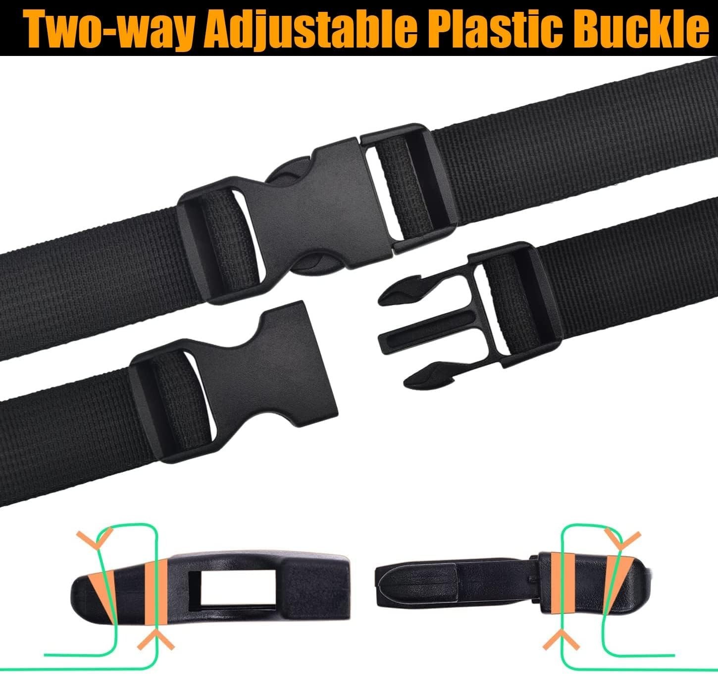 Plastic Buckle Clips for 1 Inch Straps, 2 Pack 1" Quick Side Release Buckles