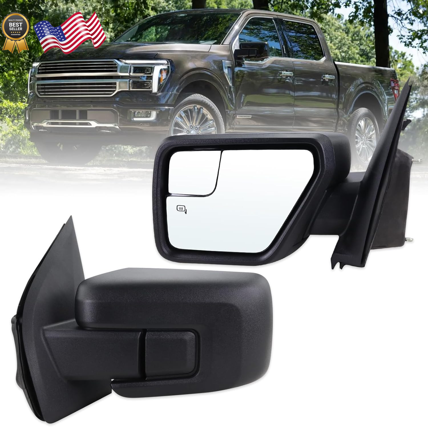 Left Driver Side Mirror Compatible with 2021-2025 Ford F150 with Manual Folding