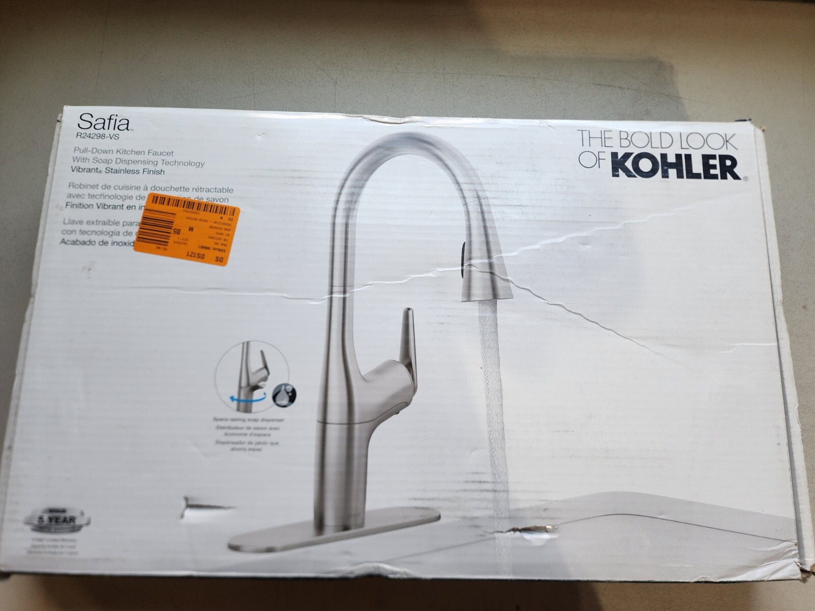 Kohler Safia R24298-VS Pull Down Sprayer Kitchen Faucet Stainless