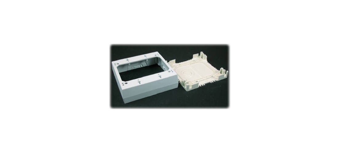 Wiremold NMW32 NMW Outlet Box, 2 -Gang, Plastic, White, Wall Mounting