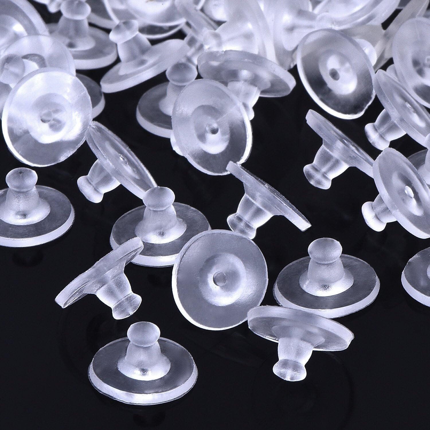 100 Clear Earring Backs - Soft Silicone Replacement Stoppers for Jewelry