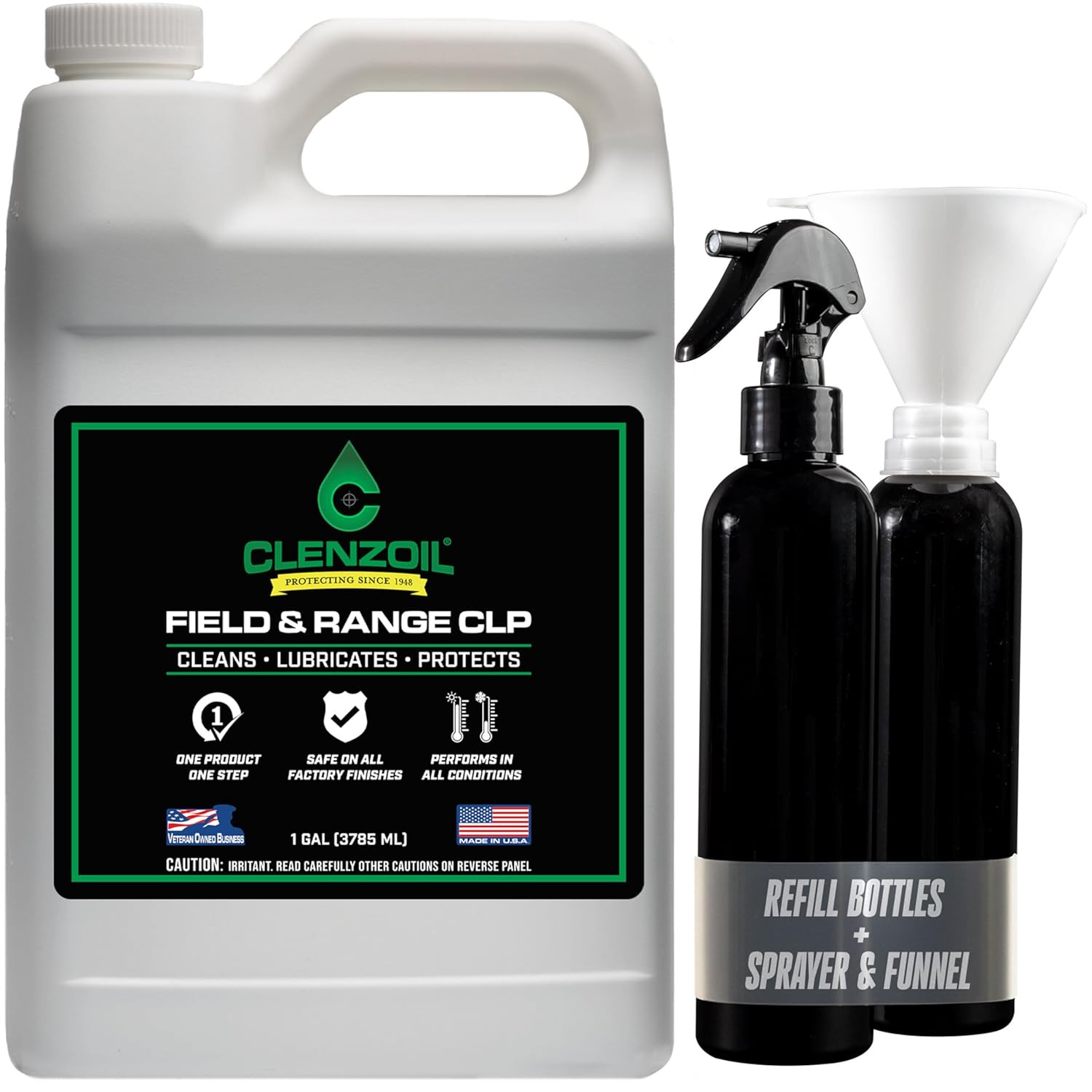 Field & Range Gun Oil CLP – 1 Gallon Plastic Jug with 2 Spray Bottles & Funnel |