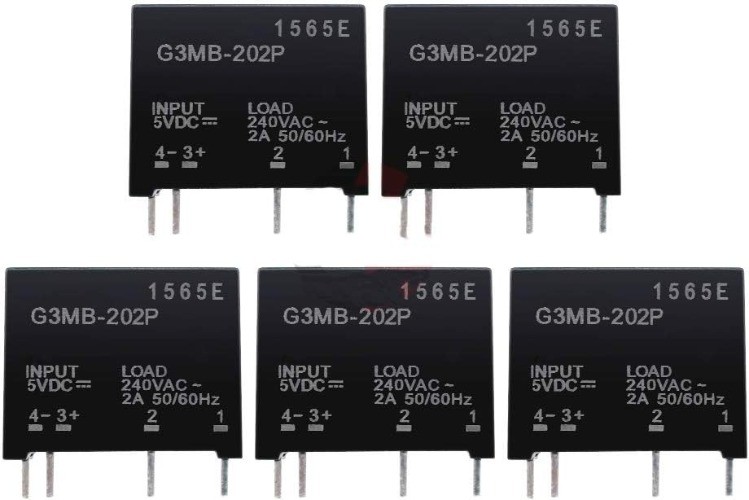 5pcs G3MB-202Pack Solid State Relay Module G3MB 202Pack DC-AC PCB SSR In 5V DC