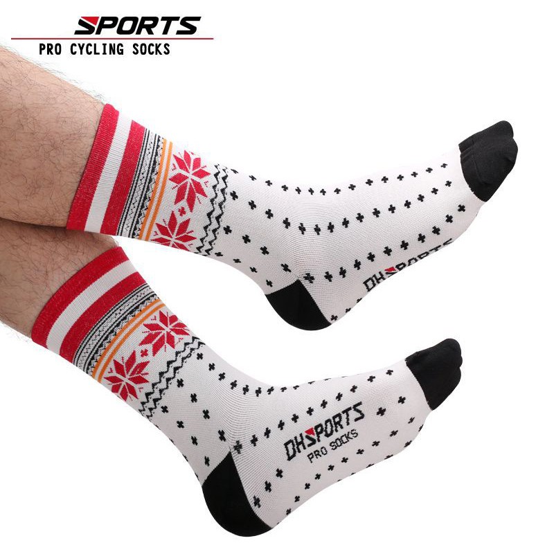 Pro Mens Womens XC Cycling Socks MTB Riding Bicycle Sports Ankle Socks Snowflake