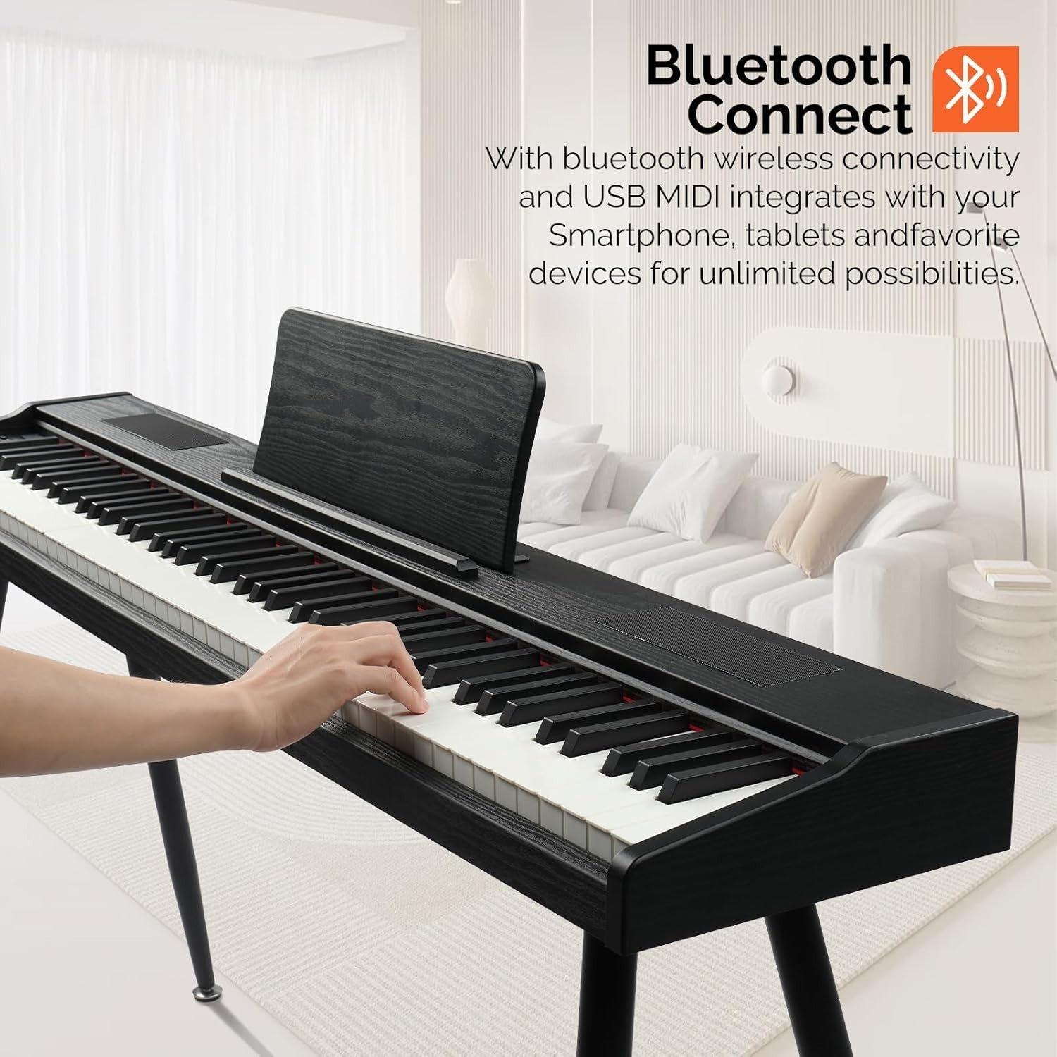 Digital Piano Black 88-Key for Beginners