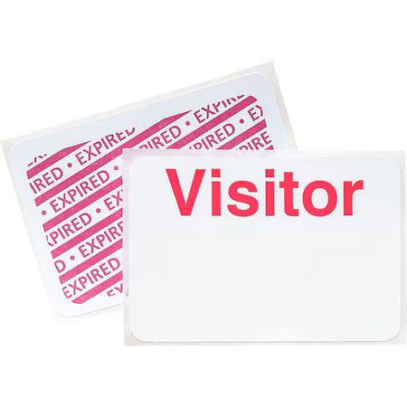 Brady 95688 Visitor Badge, 1 Day, Red/White, Pk500