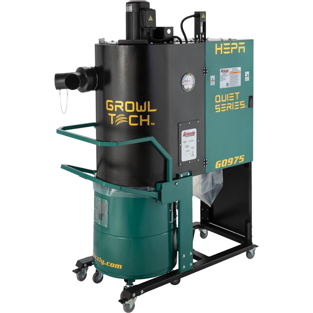 G0975 1-1/2 HP Two-Stage Quiet Series Cyclone Dust Collector