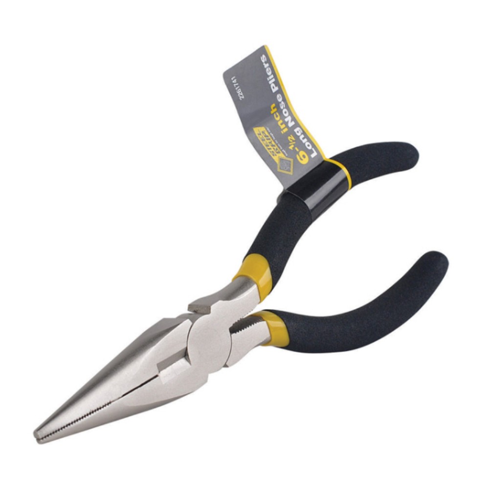 Steel Grip 2261741 Carbon Steel Black/Yellow Long Nose Pliers 6-1/2 L in.