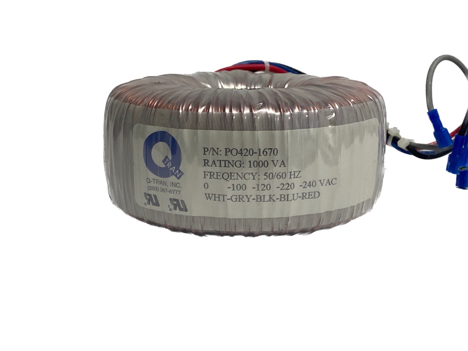 NOS Q-Tran 1000VA 50/60Hz 100,120,220,240 VAC Transformer PO420-1670