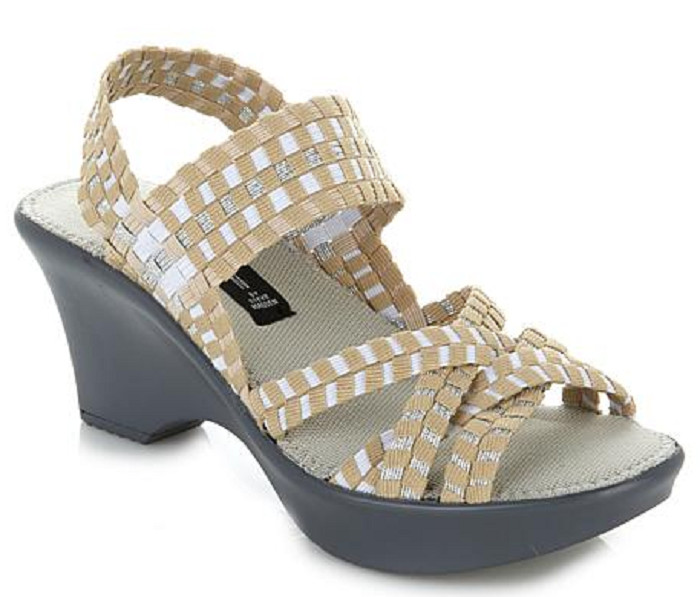 Steve Madden Torrist Woven Wedge Sandal, Tan/Multi, Size US 6
